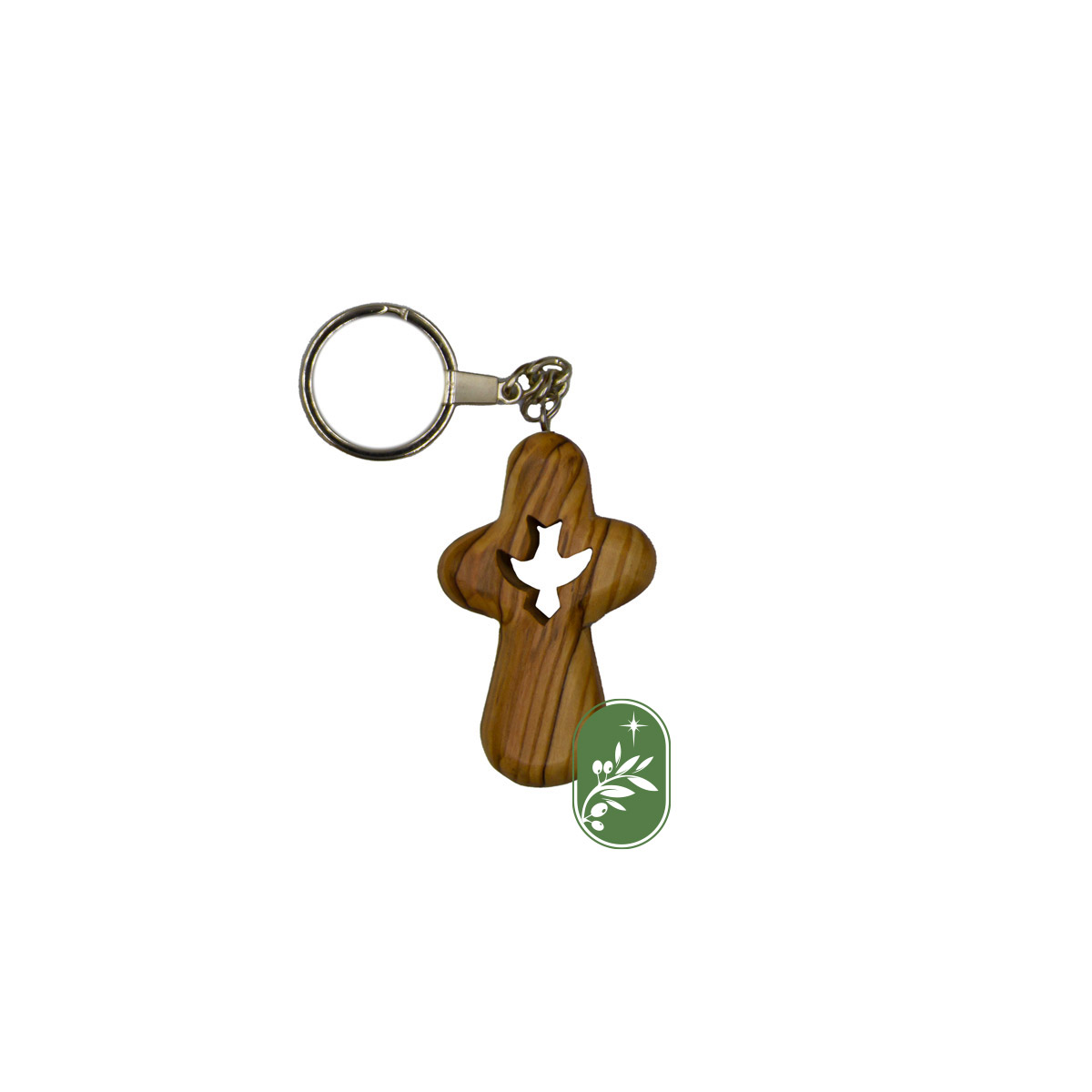 9813-5A Cross keychain with Dove - Image 1